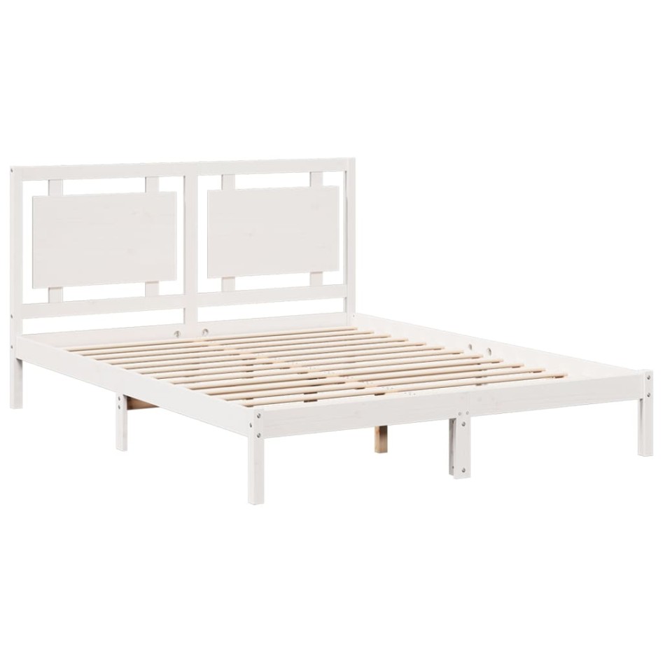 Cama extralarga sin colchón madera maciza blanca 160x210