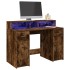 Escritorio con LED madera ingeniería roble ahumado 120x55x91
