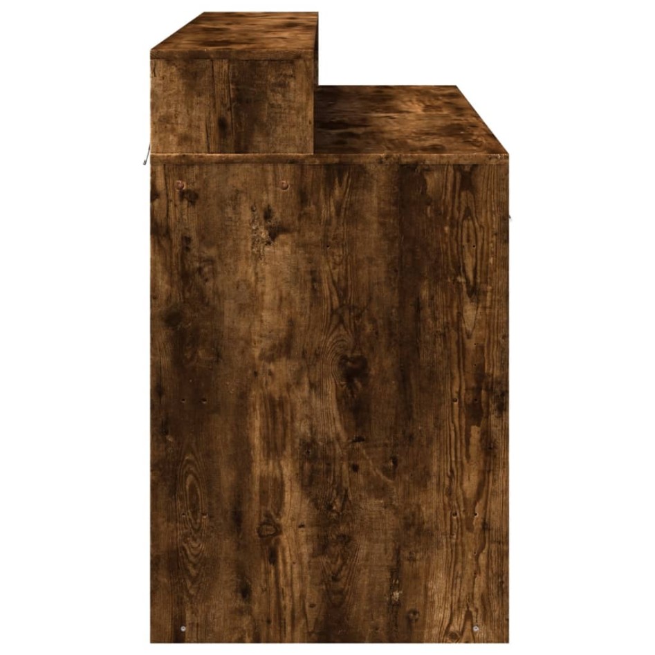 Escritorio con LED madera ingeniería roble ahumado 120x55x91