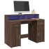 Escritorio con LED madera ingeniería marrón roble 120x55x91