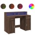 Escritorio con LED madera ingeniería marrón roble 120x55x91
