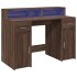 Escritorio con LED madera ingeniería marrón roble 120x55x91