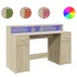 Escritorio con LED madera ingeniería roble Sonoma 140x55x91