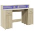 Escritorio con LED madera ingeniería roble Sonoma 140x55x91
