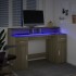 Escritorio con LED madera ingeniería roble Sonoma 140x55x91