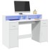 Escritorio con luz LED madera ingeniería blanco 140x55x91