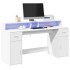 Escritorio con luz LED madera ingeniería blanco 160x55x91