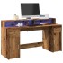 Escritorio con LED madera ingeniería envejecida 160x55x91