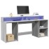 Escritorio con LED madera ingeniería gris sonoma 200x55x91