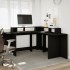 Escritorio con luz LED madera ingeniería negro 152x152x91