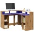 Escritorio con luz LED madera ingeniería artisian 130x130x91