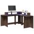 Escritorio con LED madera ingeniería marrón roble 152x152x91