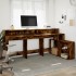 Escritorio con LED madera ingeniería roble ahumado