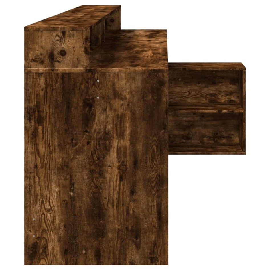 Escritorio con LED madera ingeniería roble ahumado