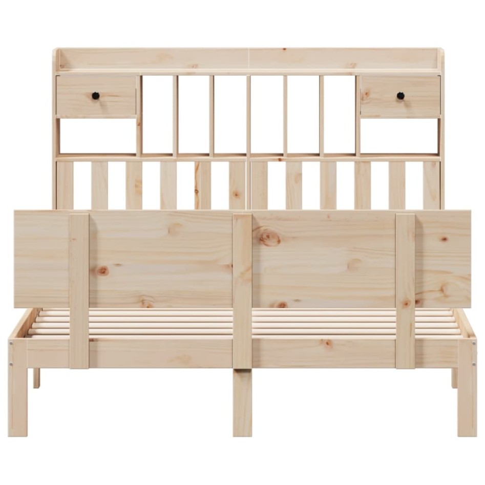 Cama con estantería sin colchón madera maciza de pino