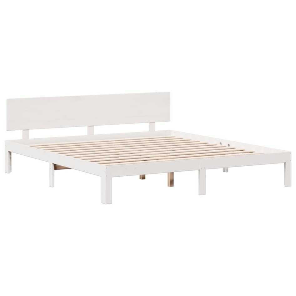 Cama con estantería sin colchón madera maciza blanca 180x200