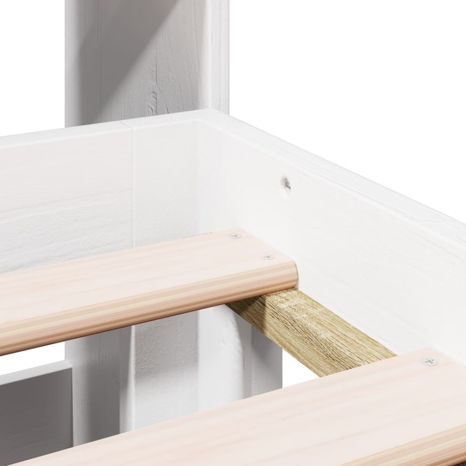 Cama con estantería sin colchón madera maciza blanca 180x200