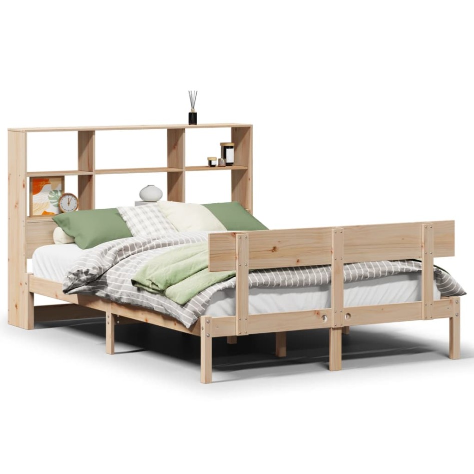 Cama con estantería sin colchón madera maciza de pino