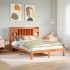 Cama con estantería sin colchón madera maciza marrón 140x200
