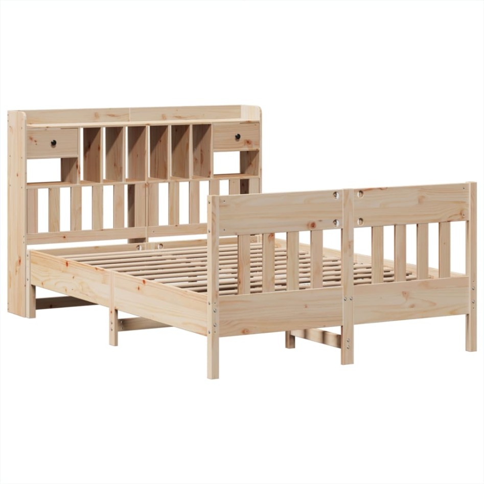Estructura de cama sin colchón madera maciza de pino 160x200