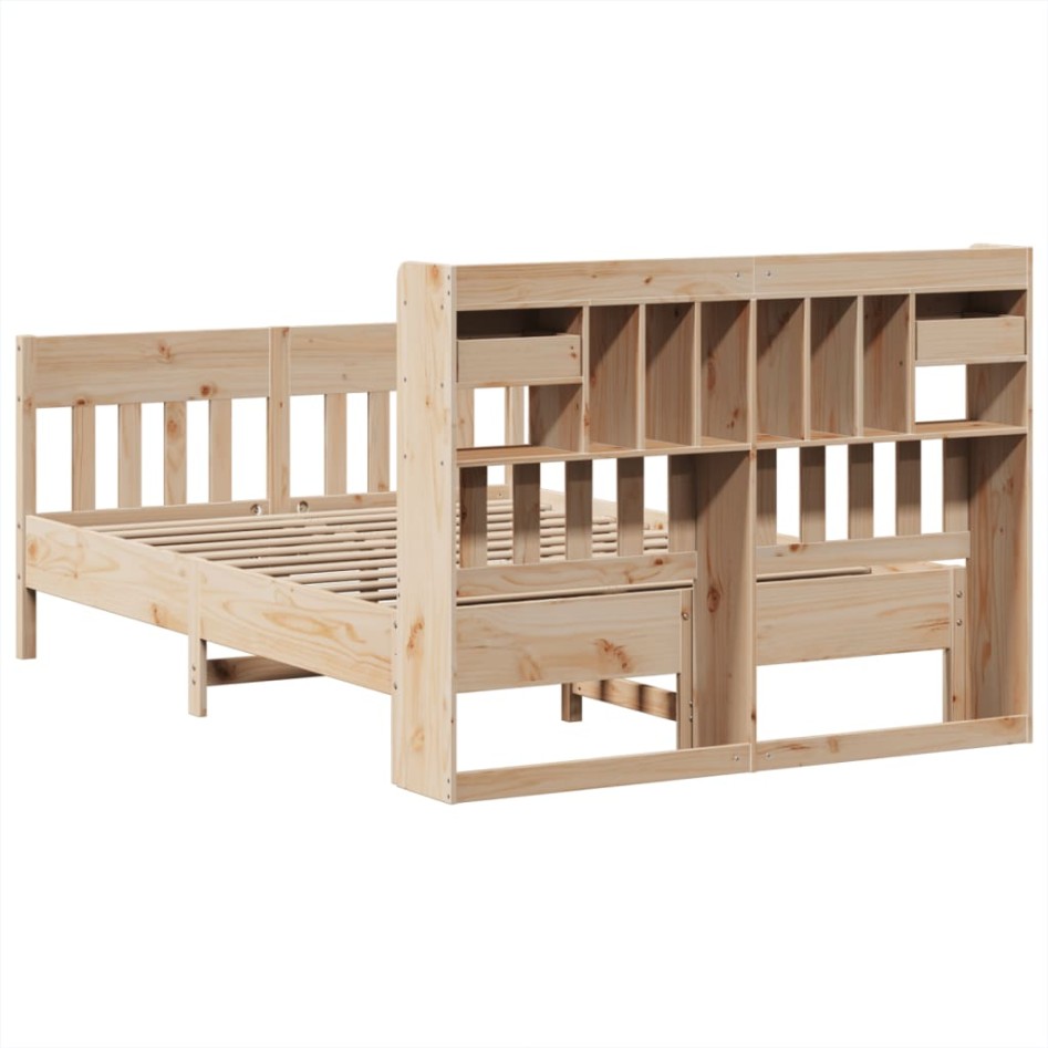 Estructura de cama sin colchón madera maciza de pino 160x200