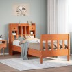 Cama sin colchón madera maciza de pino marrón cera 100x200 cm