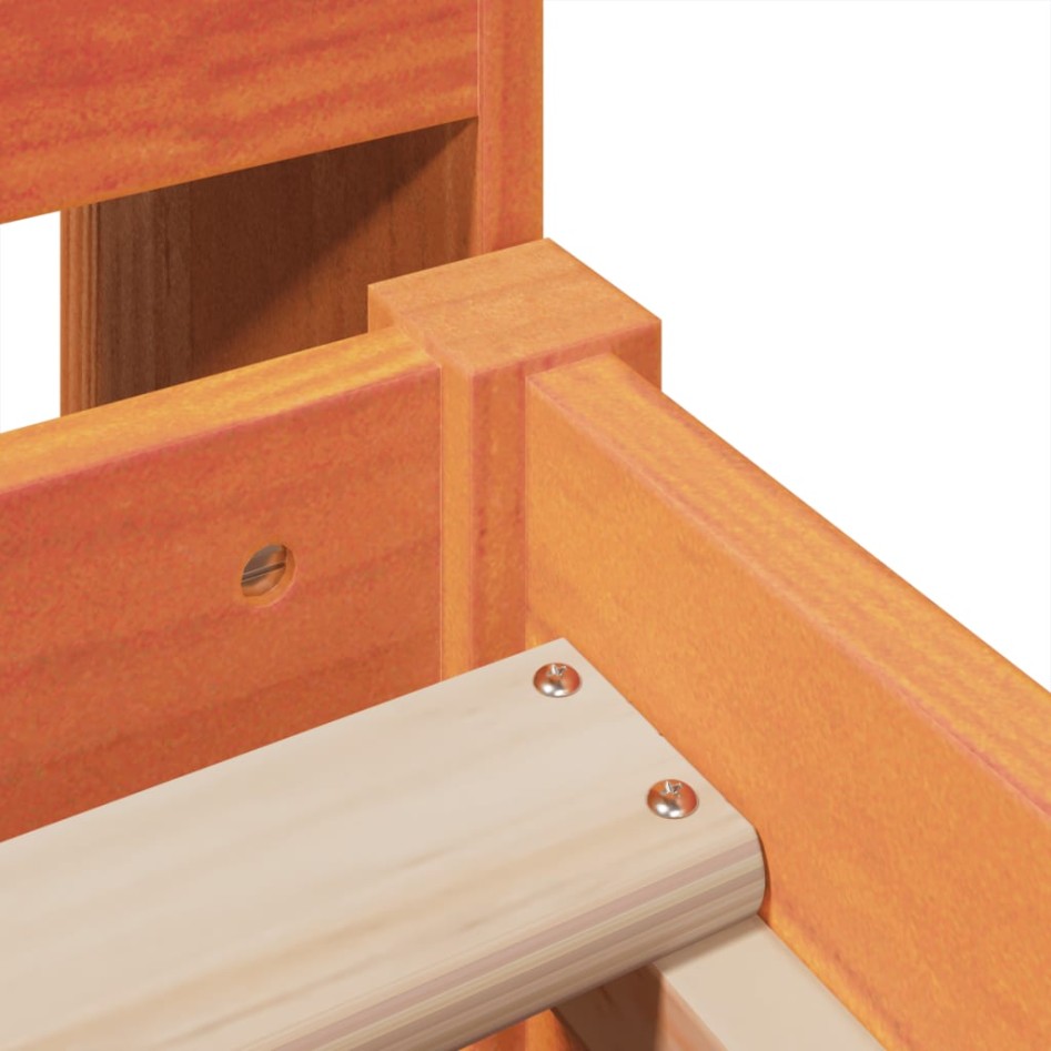 Cama sin colchón madera maciza de pino marrón cera 100x200