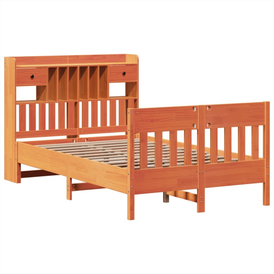 Estructura de cama sin colchón madera maciza marrón 135x190