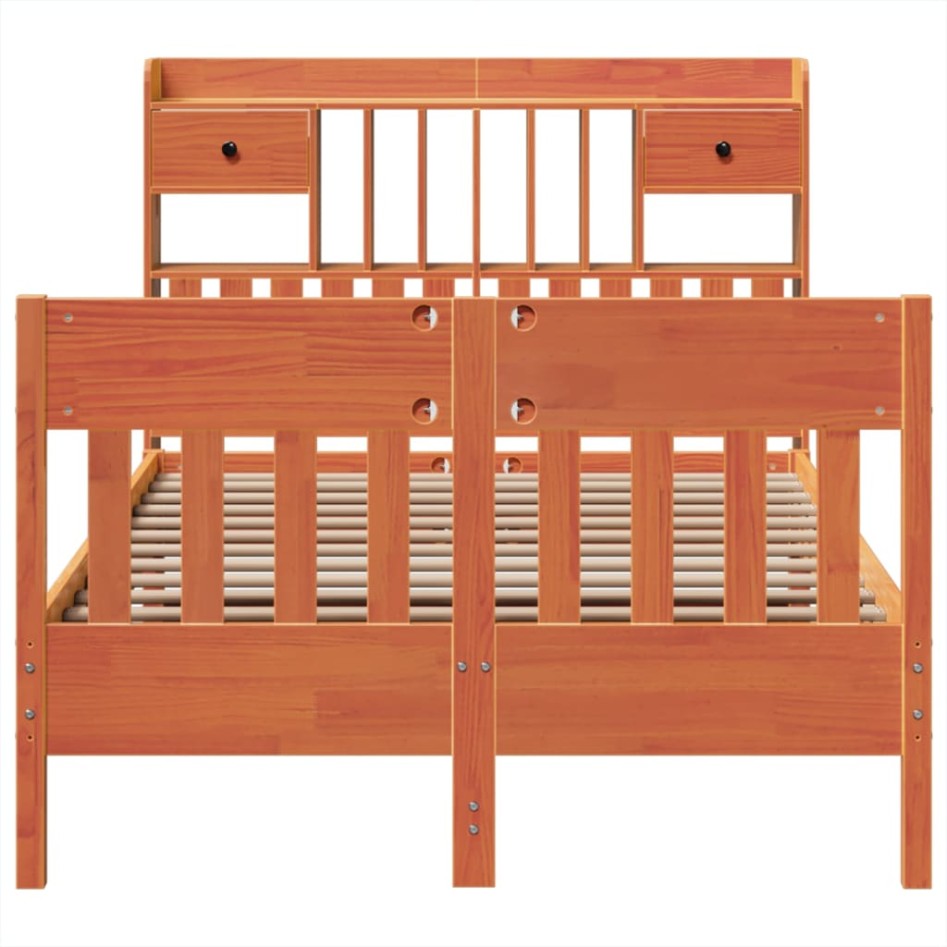 Estructura de cama sin colchón madera maciza marrón 135x190