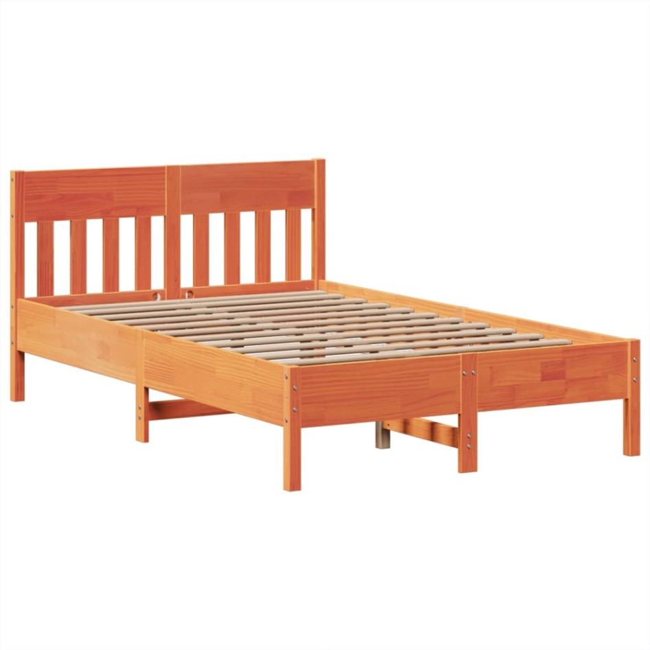 Estructura de cama sin colchón madera maciza marrón 135x190