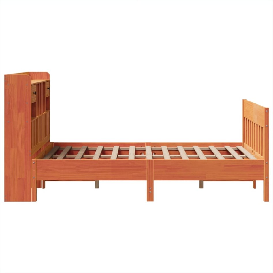 Estructura de cama sin colchón madera maciza marrón 135x190