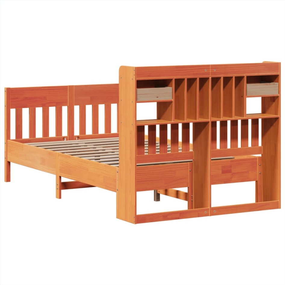 Estructura de cama sin colchón madera maciza marrón 135x190