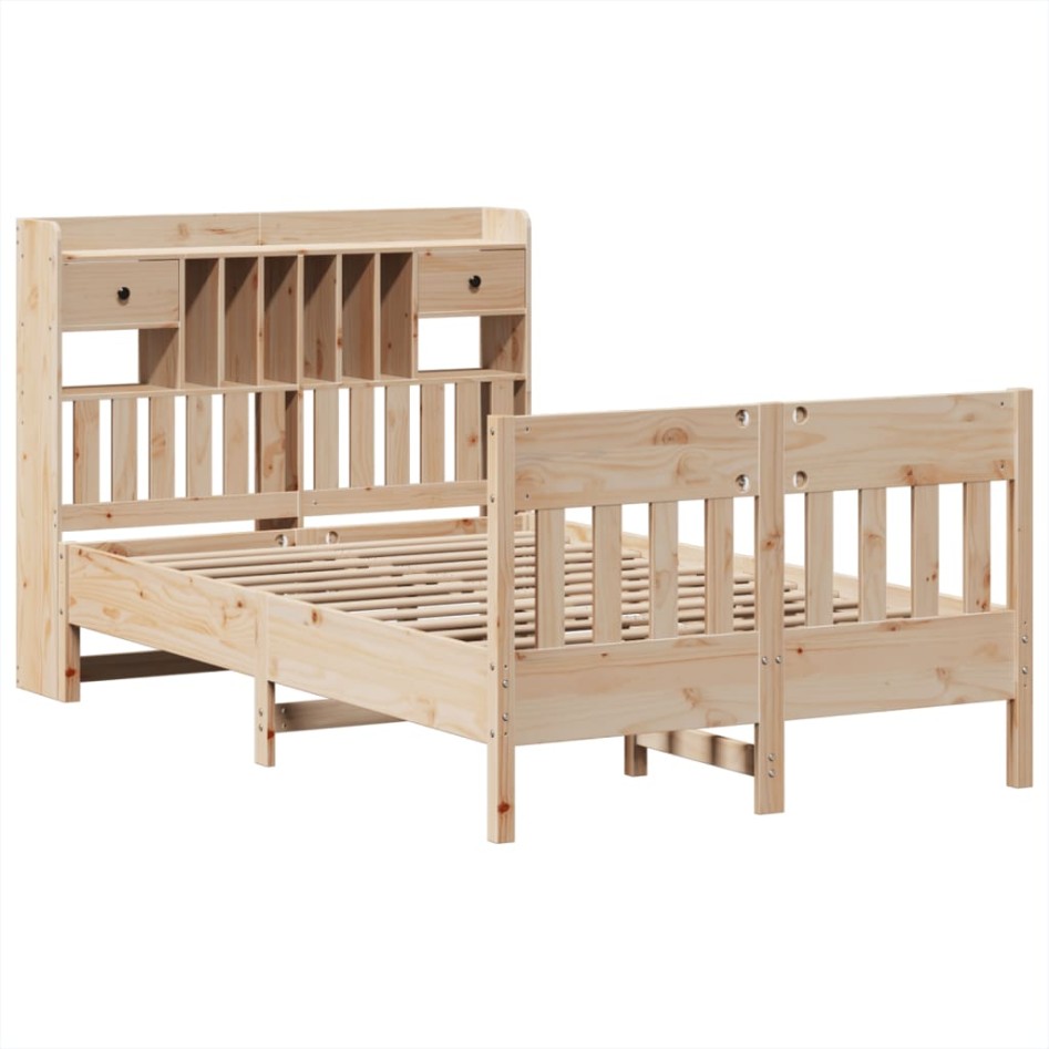 Estructura de cama sin colchón madera maciza de pino 135x190