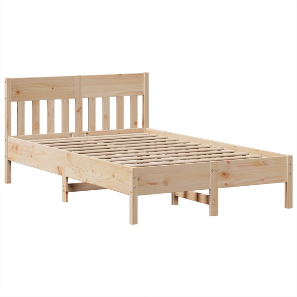 Estructura de cama sin colchón madera maciza de pino 135x190