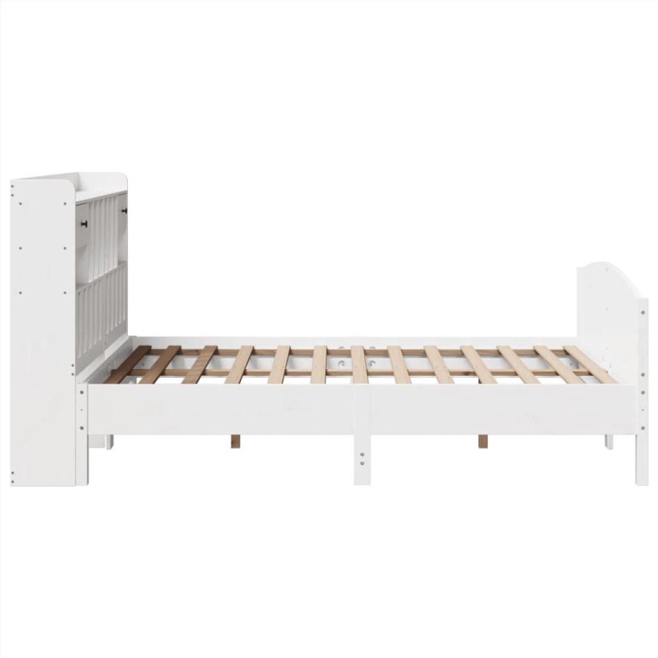 Cama con estantería sin colchón madera maciza blanca 160x200