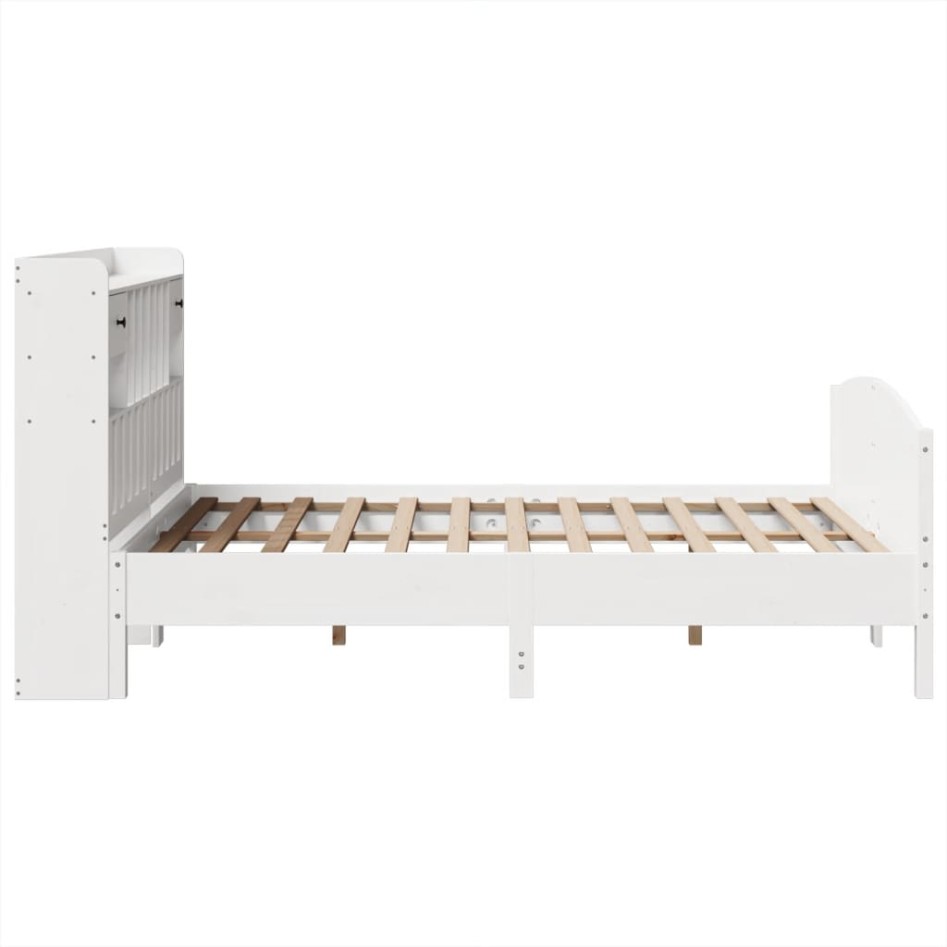 Cama con estantería sin colchón madera maciza blanca 140x190