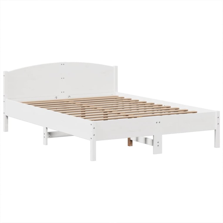 Cama con estantería sin colchón madera maciza blanca 140x190