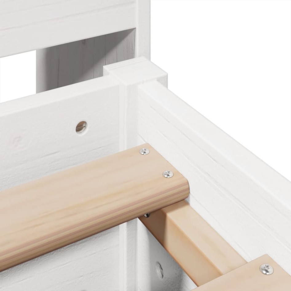 Cama con estantería sin colchón madera maciza blanca 140x190