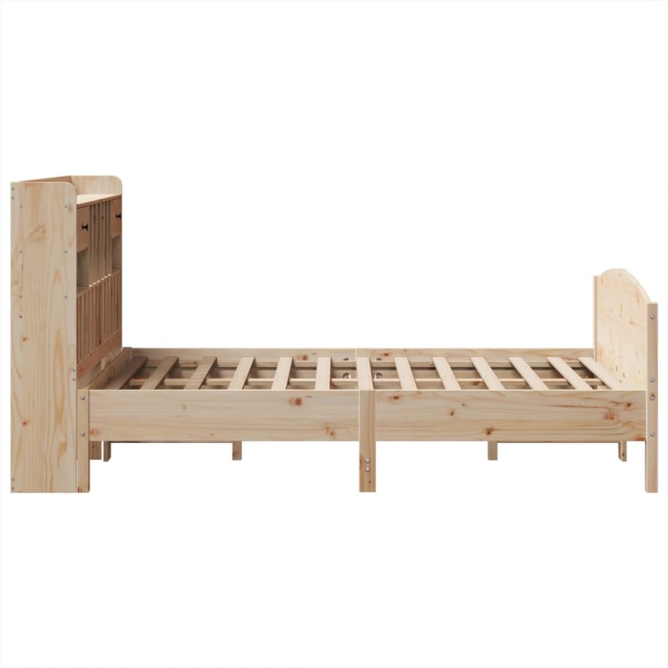 Cama con estantería sin colchón madera maciza de pino