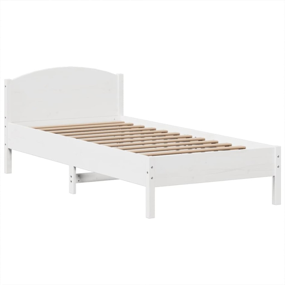 Cama con estantería sin colchón madera maciza blanca 100x200