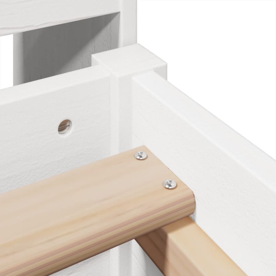 Cama con estantería sin colchón madera maciza blanca 100x200