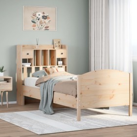 Cama con estantería sin colchón madera maciza de pino 75x190