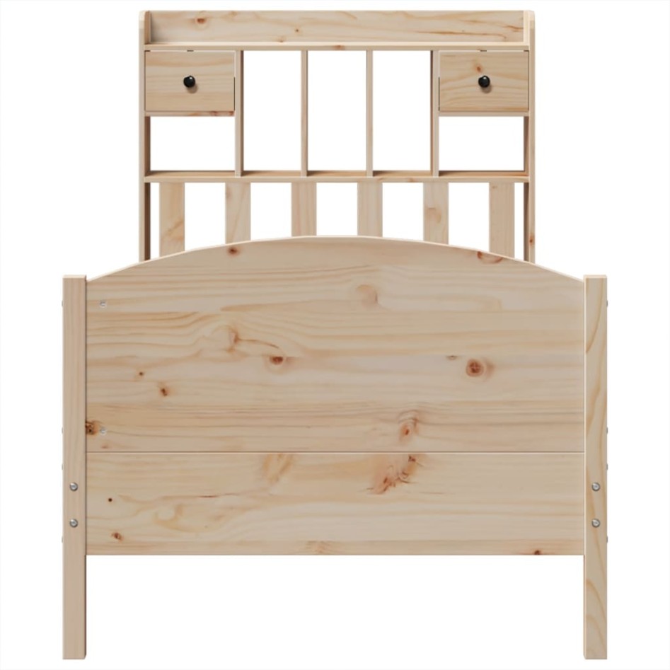 Cama con estantería sin colchón madera maciza de pino 75x190