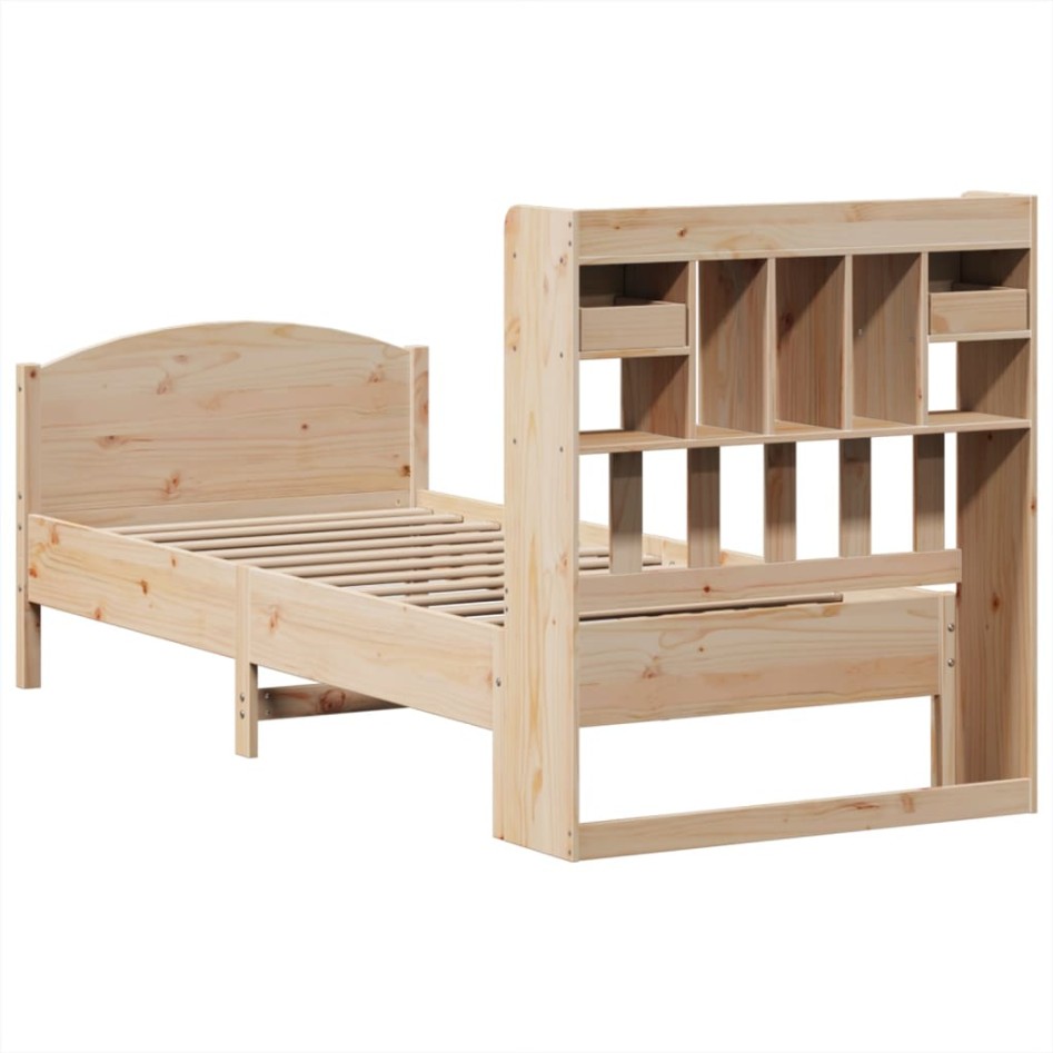 Cama con estantería sin colchón madera maciza de pino 75x190