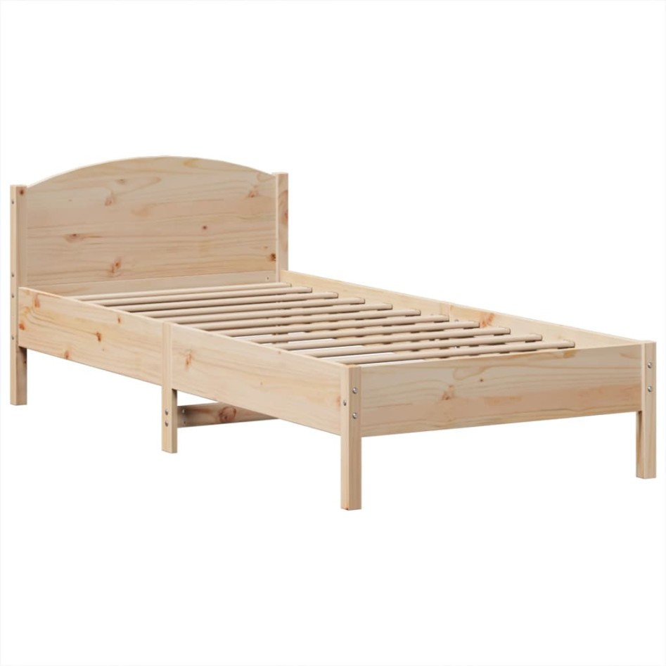 Cama con estantería sin colchón madera maciza de pino 75x190