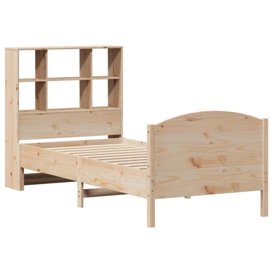 Cama con estantería sin colchón madera maciza de pino