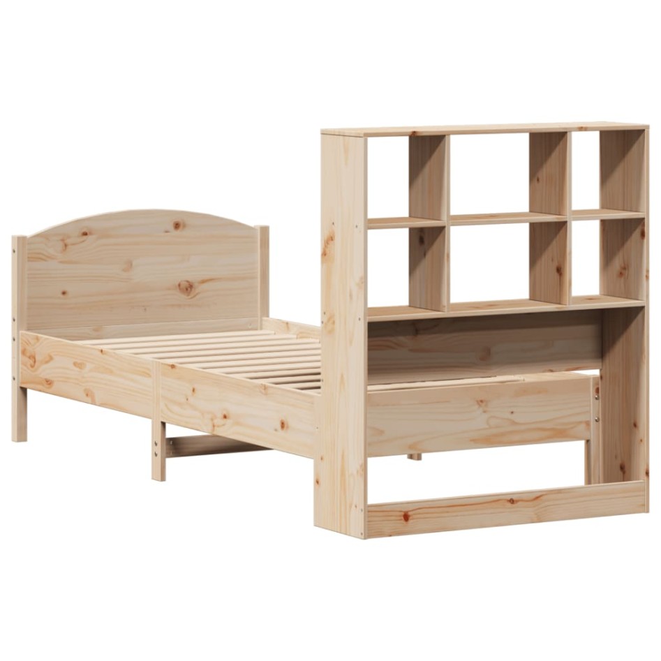 Cama con estantería sin colchón madera maciza de pino