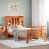 Sofá con estantería sin colchón madera maciza marrón 90x200