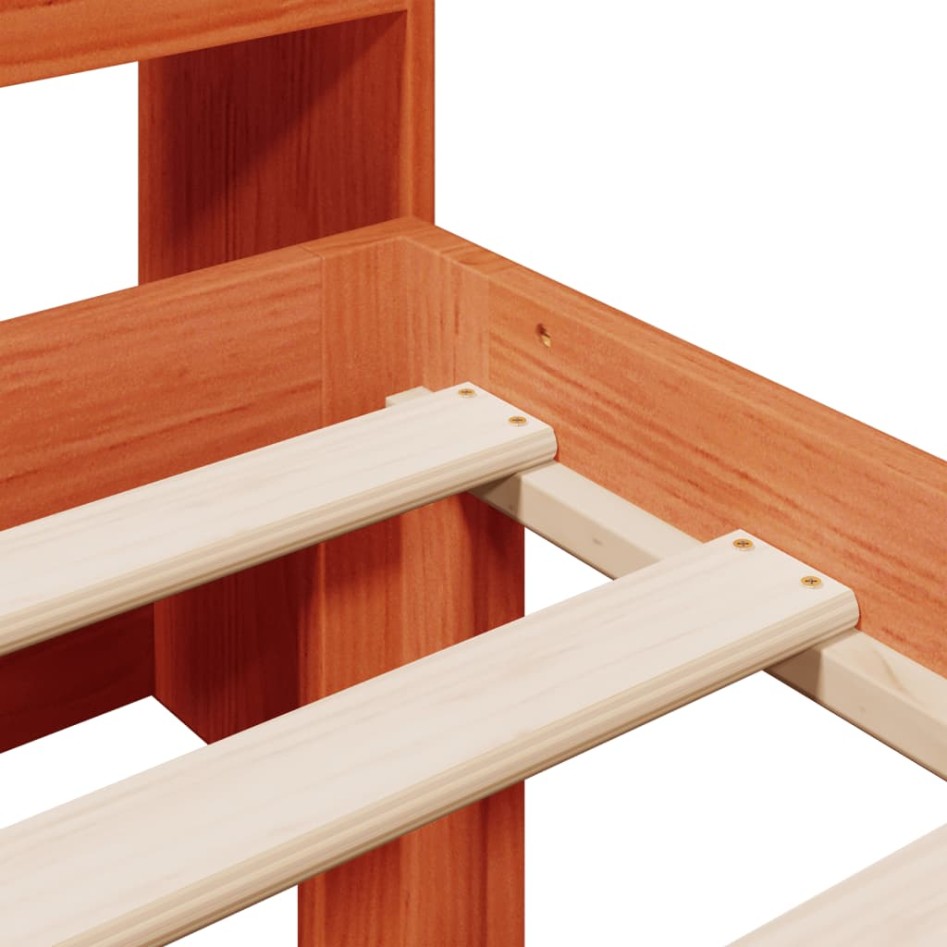 Sofá con estantería sin colchón madera maciza marrón 90x200