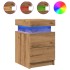 Mesitas noche con LED 2 uds madera roble artisian 35x39x55